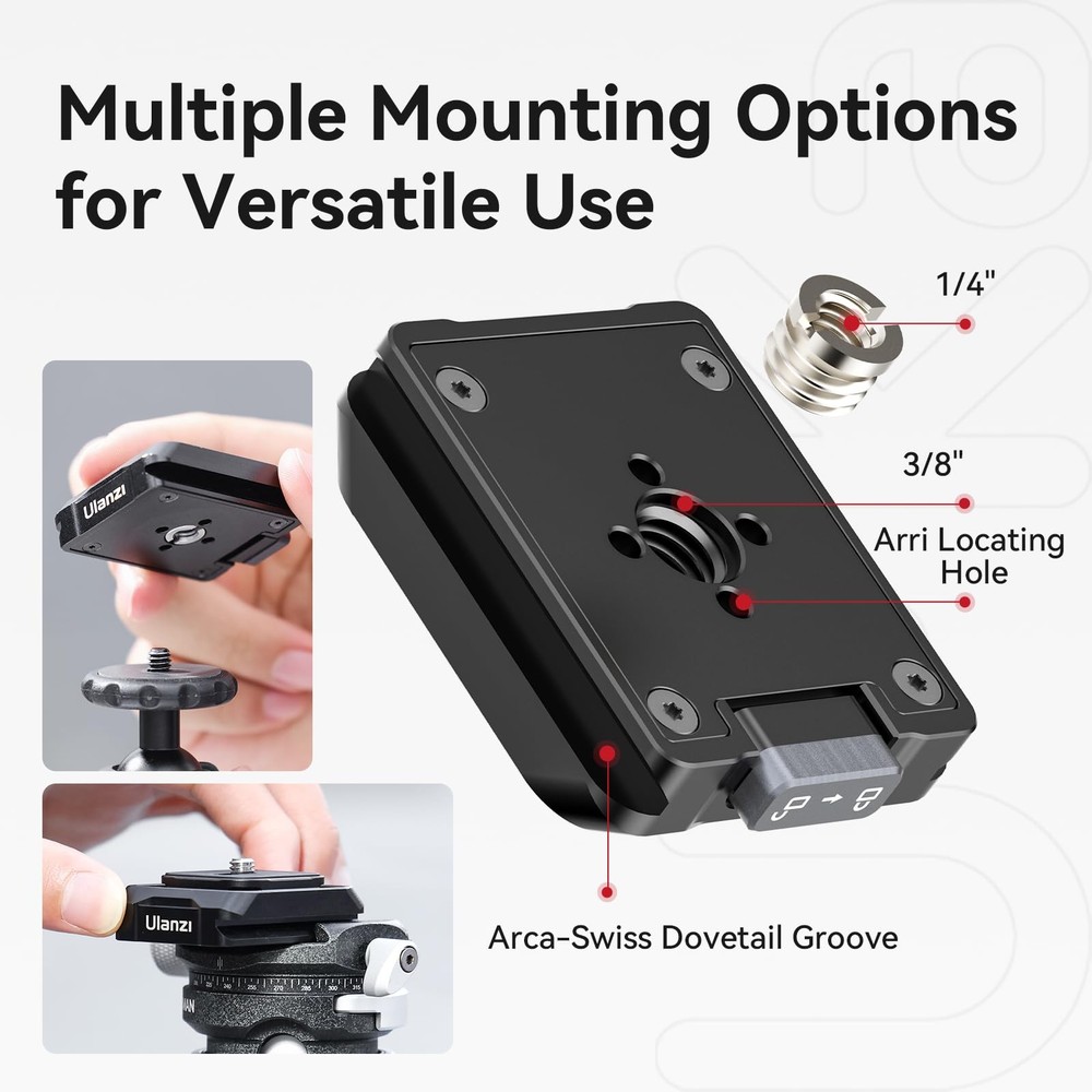 ULANZI UKA01 Camera Quick Release Plate, Tripod Mount Adapter Black