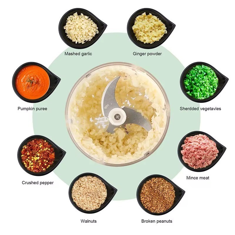 Mini Electric Garlic Chopper USB Rechargeable Vegetable Food Processor 100ml