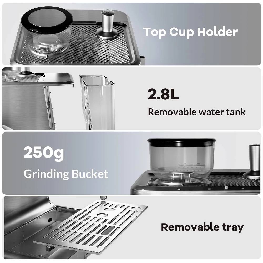 Espresso Machines With Grinder, Professional Automatic Espresso Maker With Milk