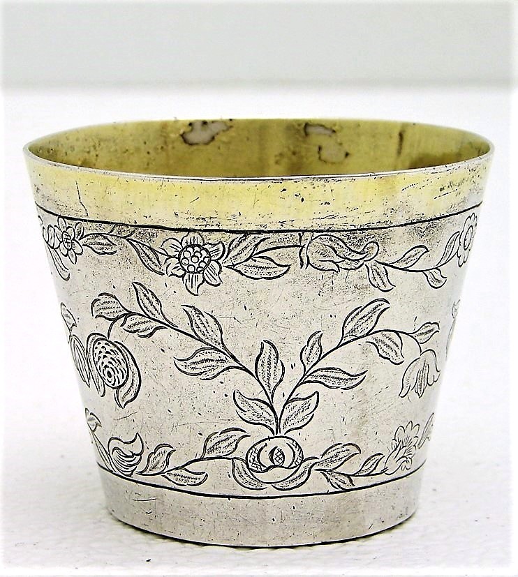 Soid Silver Gilt Spanish Colonial Cup with Engraved Dedication Circa 1760