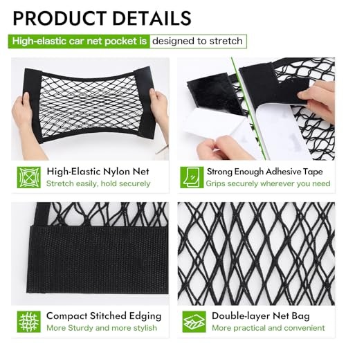 4PCS RV Cargo Storage Mesh Net,Elastic Stretchable Netting Pocket with 8