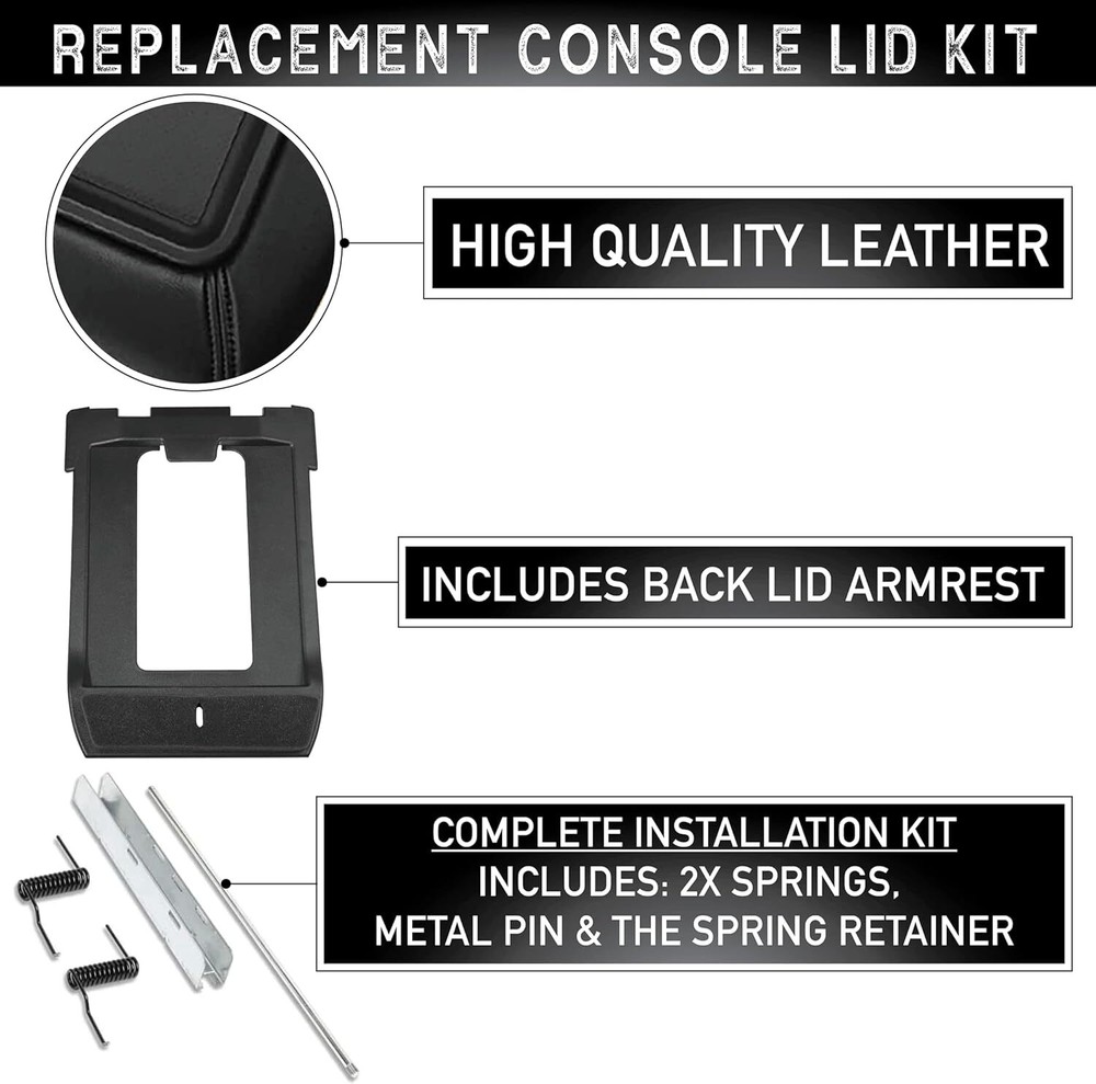 EcoAuto Center Console Lid Replacement Kit for 99-07 Silverado, Avalanche,.