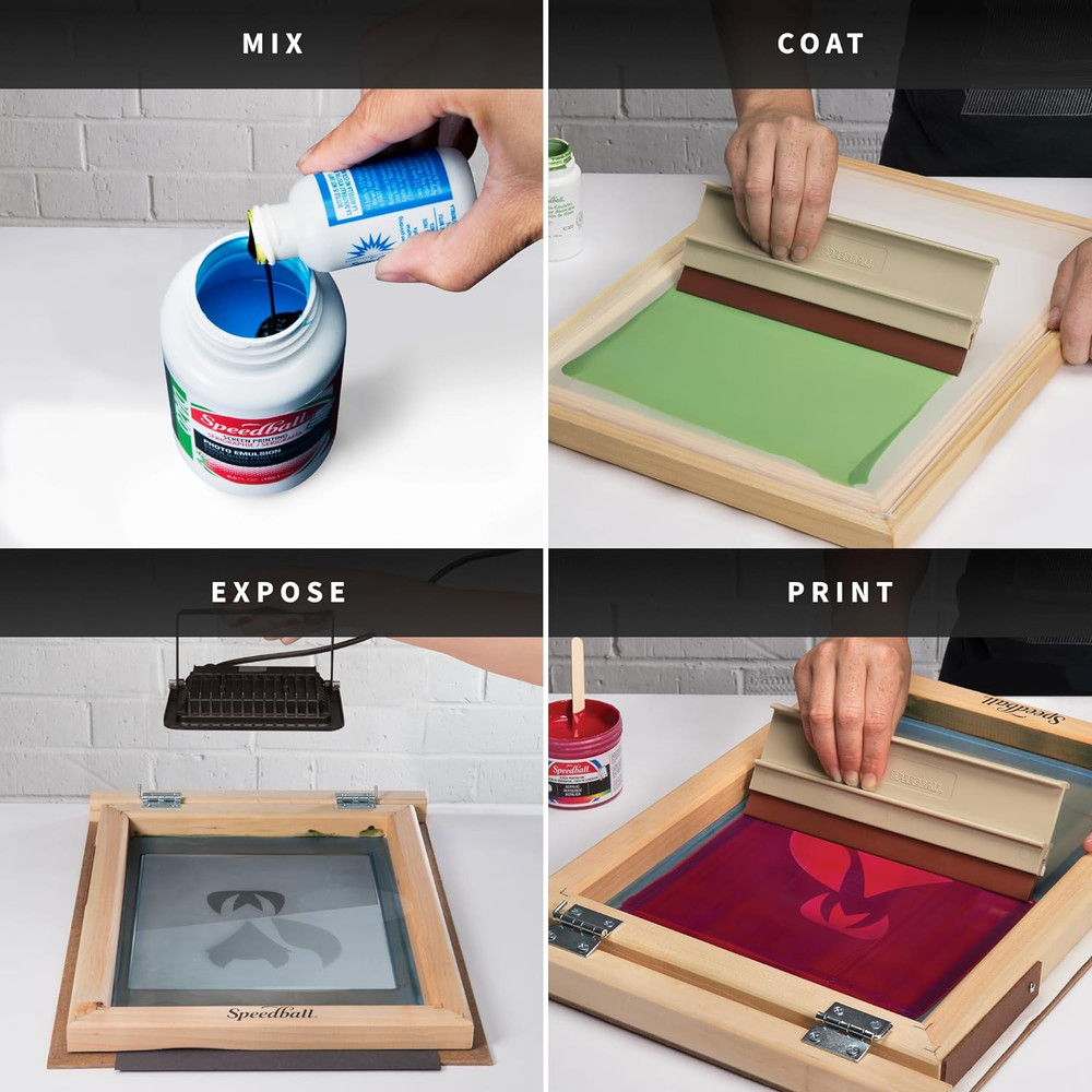 Intermediate Screen Printing Kit - Complete Fabric Starter Set with Inks, Emulsi