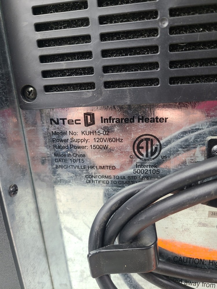 Infrared UV Space Heater NTec Model KUH15-02 (TESTED)