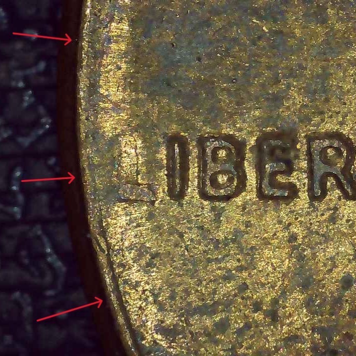 1979 D Lincoln Penny error collar break