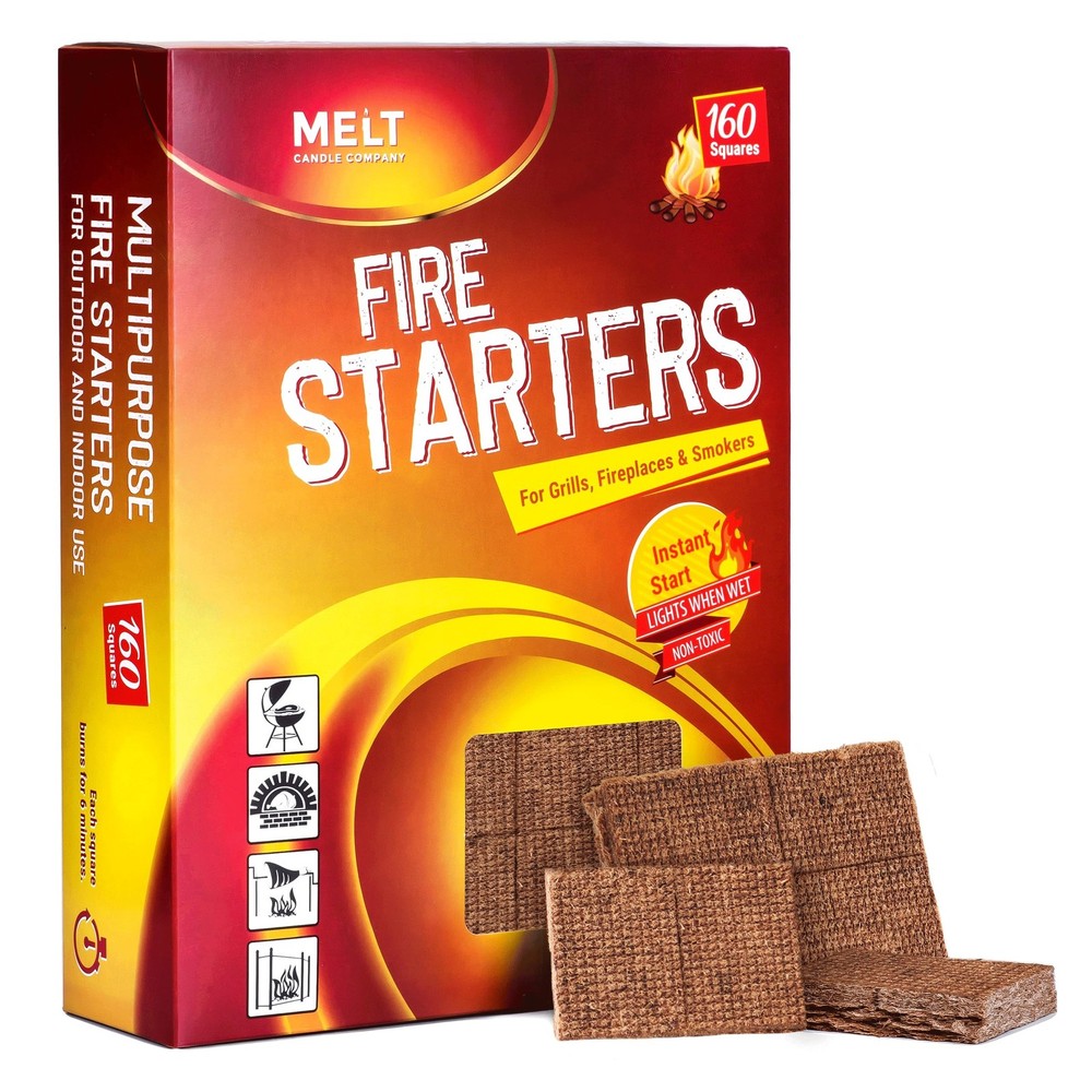 Fire Starter Squares, 160 Pieces - Fire Starters Kit for Campfires, Grill, Ou...