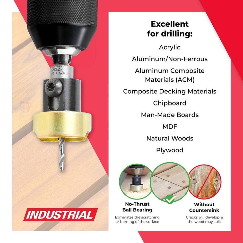 Carbide Tipped Countersink Bit Set with Depth Stop