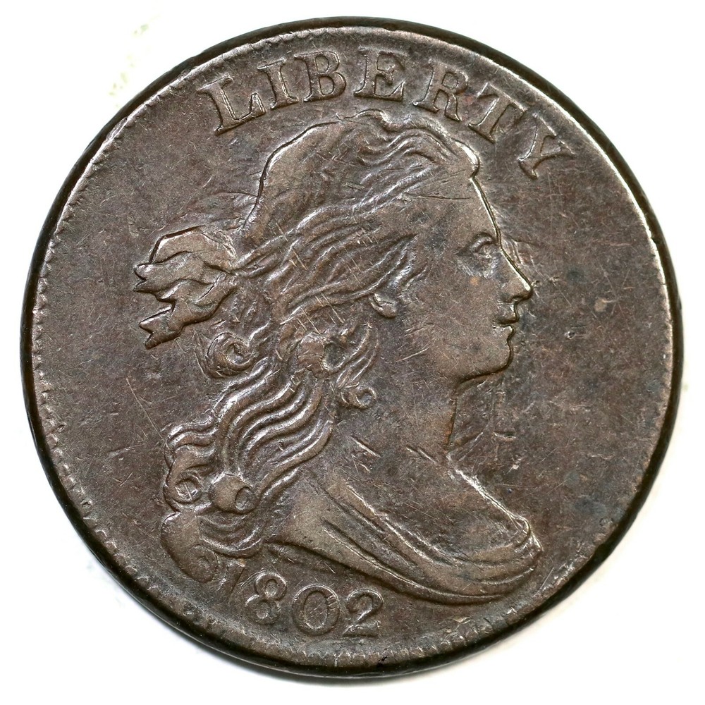 1802 S-227 R-2 Draped Bust Large Cent Coin 1c