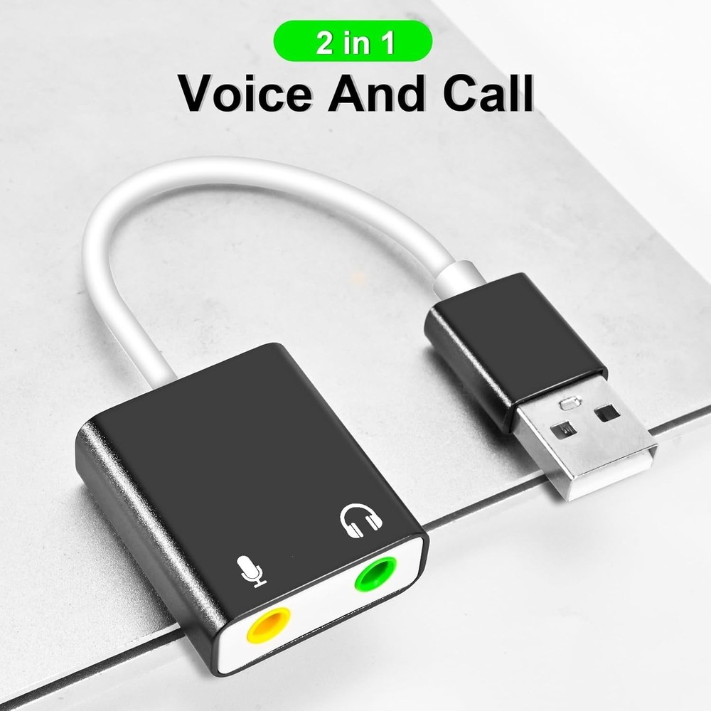 USB Audio Adapter, External Sound Card for PC and Laptop，USB Microphone...