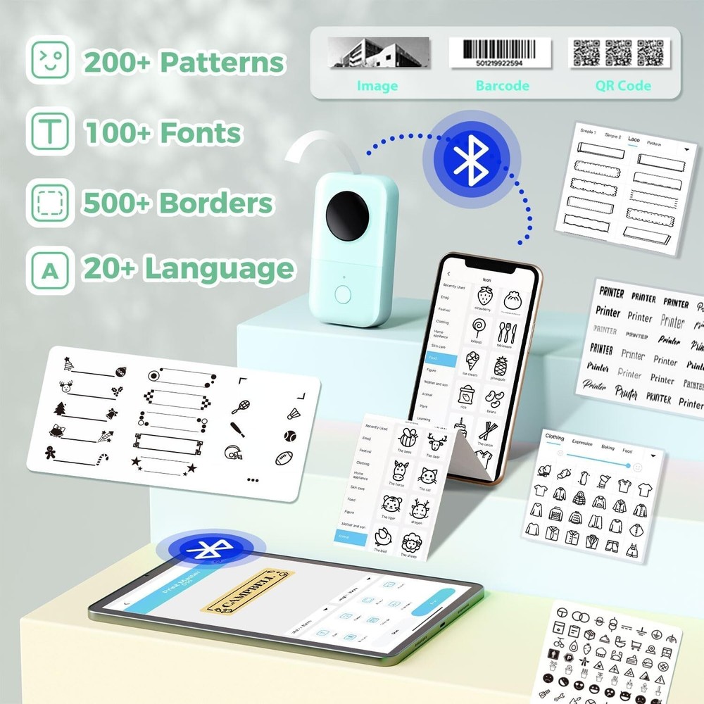 Phomemo D30 Label Maker Machine, Portable Bluetooth Mini Label Printer Handheld