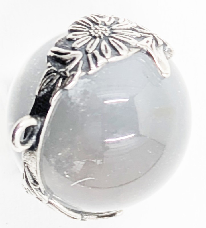 One 16mm Antique Vintage Crystal Pools of Light Sterling Bead Pendant C6-30