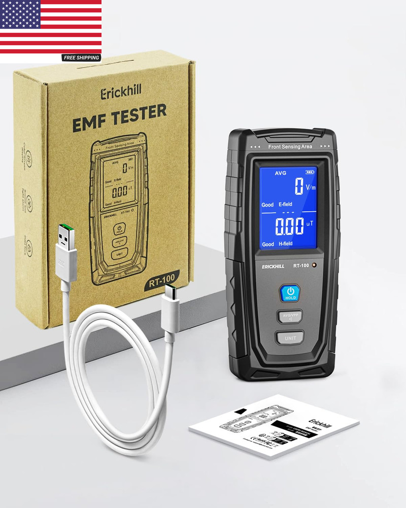 EMF Meter, Detects Electric and Magnetic Fields, Handheld Digital EMF Detector w
