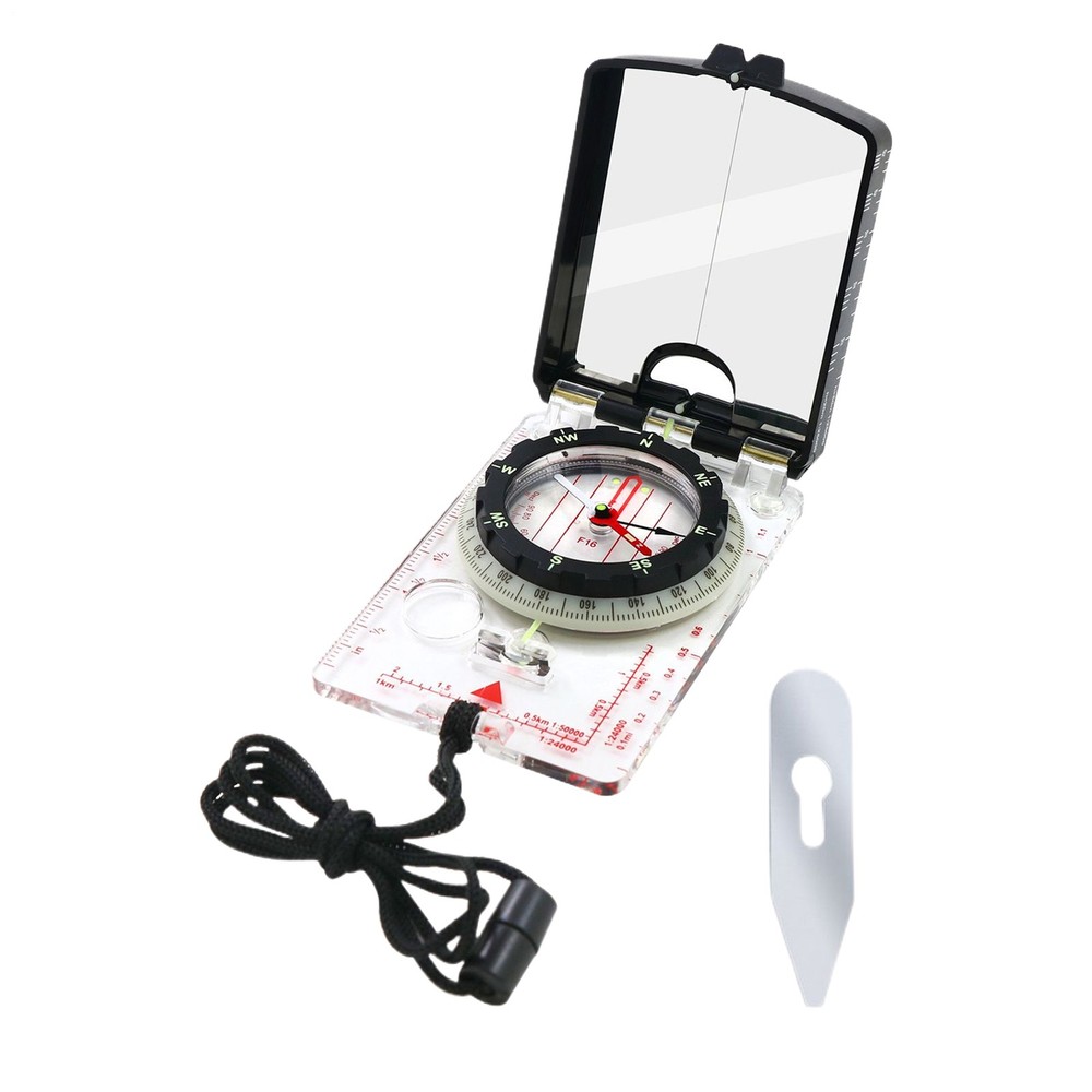 Hiking Mirrored Sighting Compass - With Adjustable Declination & Map LED