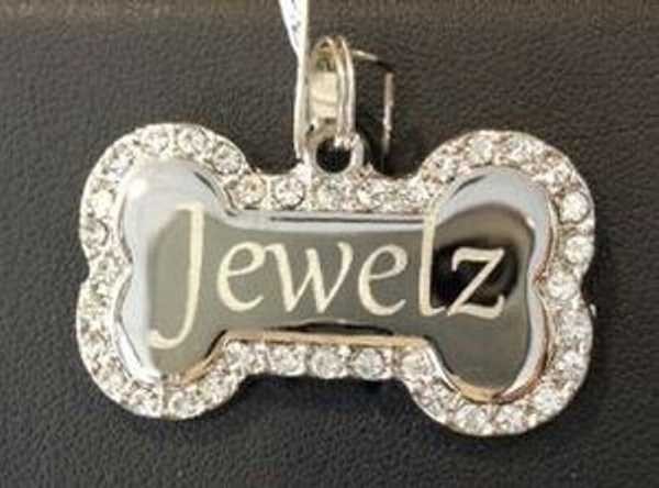 CZ Personalized Customized Engraved Dog Bone Tag