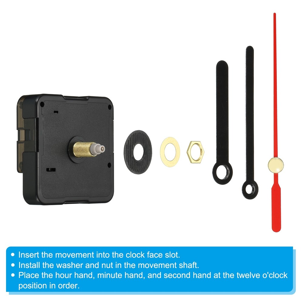 Clock Mechanism Replacement, Quartz Clock Mechanism DIY Wall Clock, Black Red
