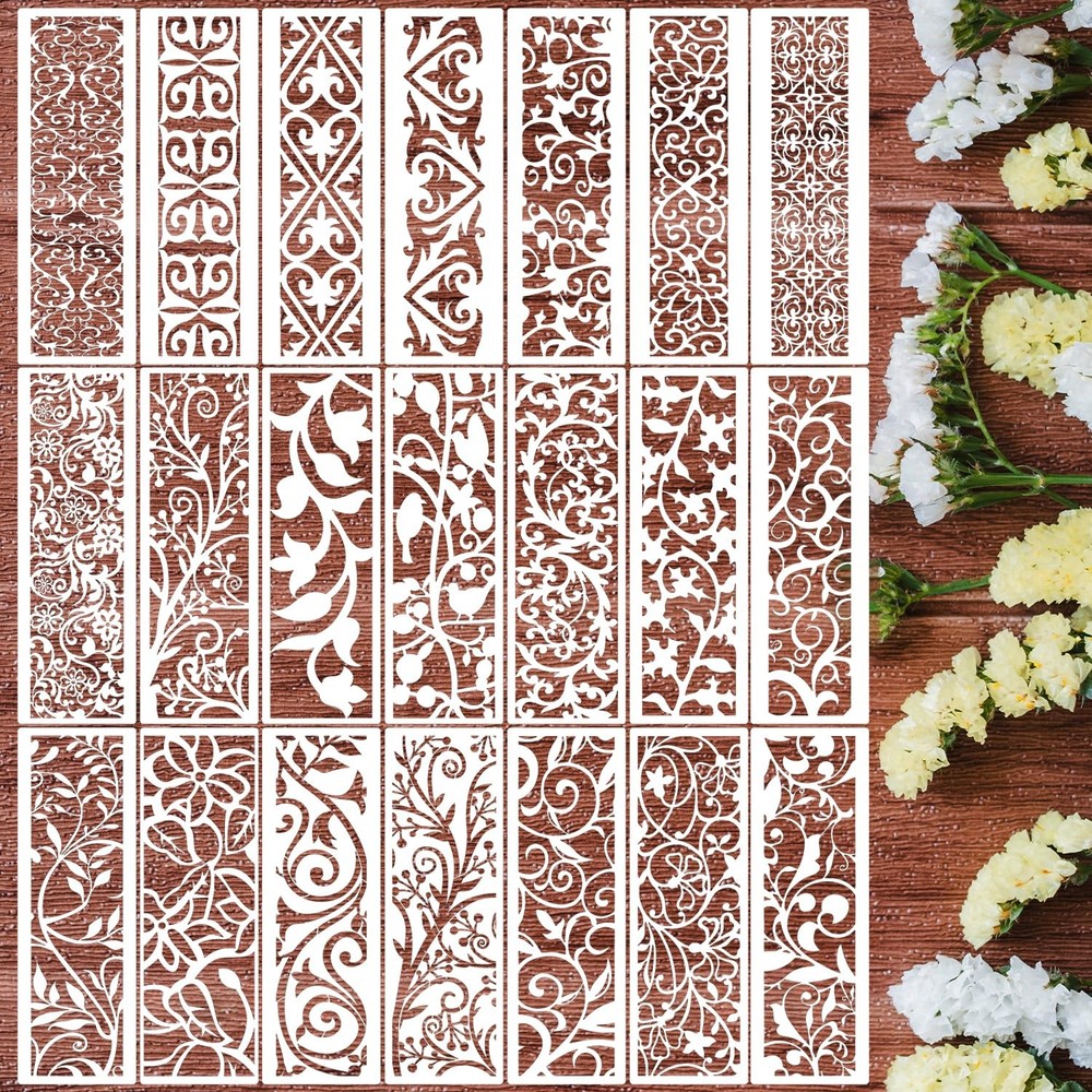 Floral Stencils for Crafts Reusable Texture Stencils Background Stencil Leaf ...