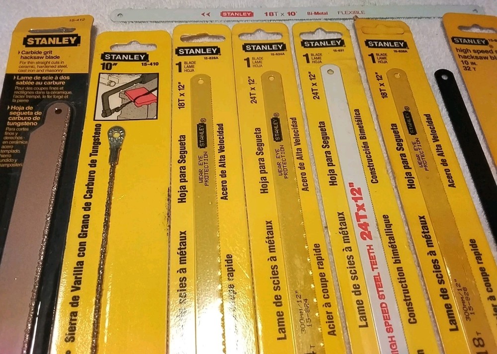 14PC STANLEY ASSORTED SIZES HACKSAW BLADES