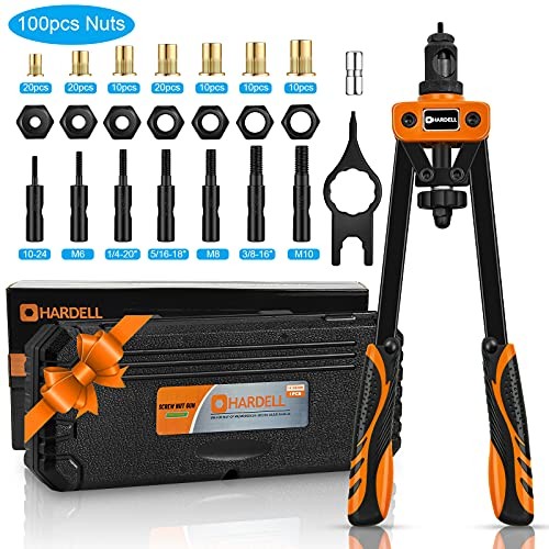 Rivet Nuts Tool, 14" Hand Rivet Tool Kits with 100Pcs Rivet 14" Rivet Nut Tool