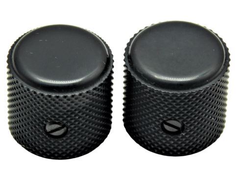 Tele Flat Top Barrel Knobs (Fits Solid Shaft) 2pc. Black