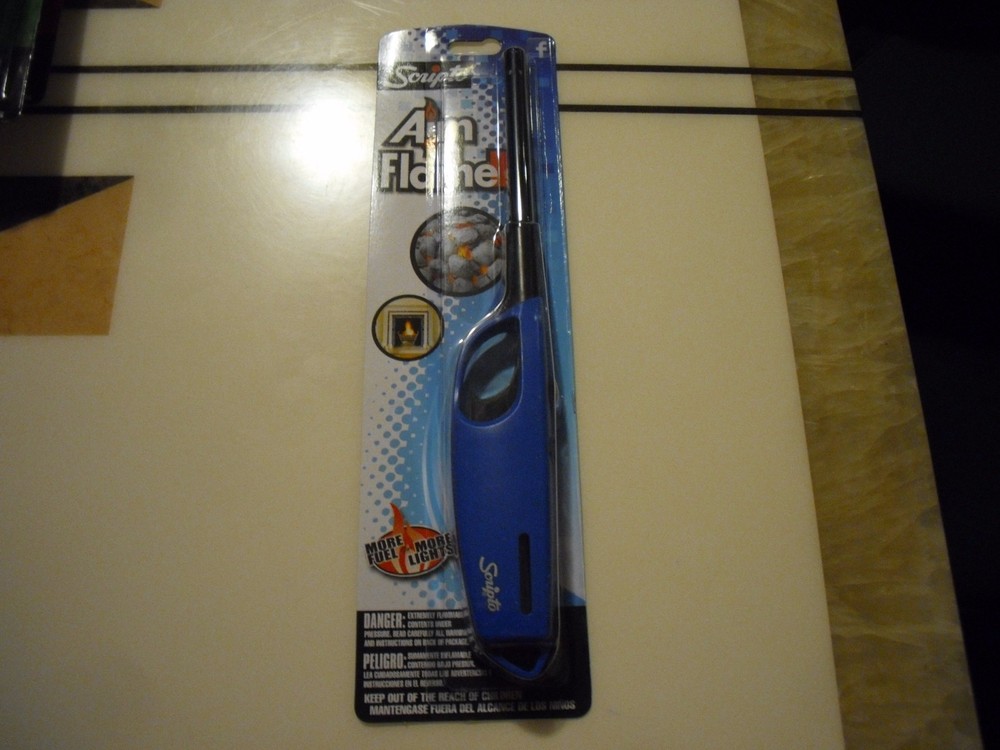 Scripto multi purpose BUTANE LIGHTER barbeque grill fireplace Aim and Flame Blue