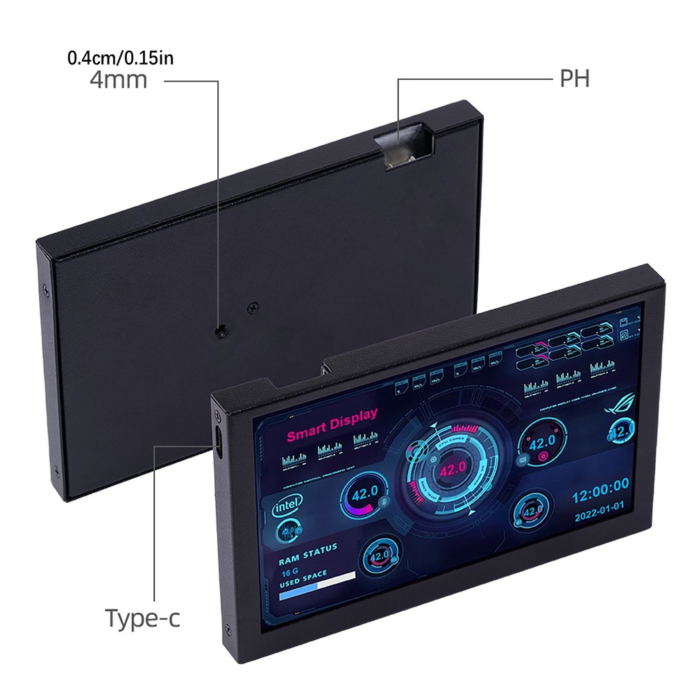 5Inch IPS Type C Secondary Screen for Computer CPU GPU RAM HDD Display 800*480