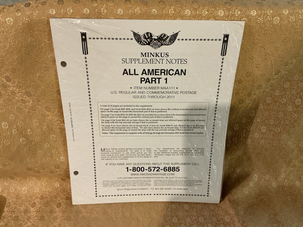 2011 Minkus All American Stamp Album Supplement MAA112 For Stamps Issued 2011