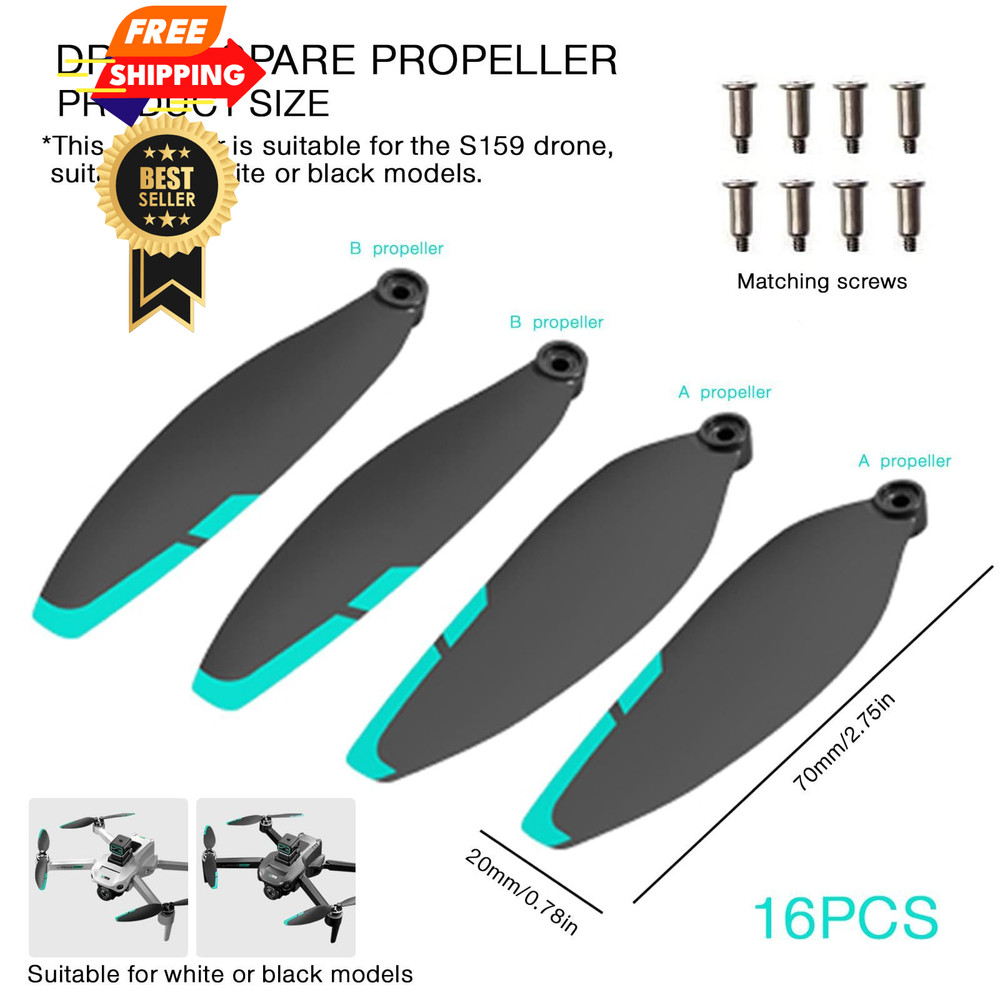 16PCS Foldable Drone Propellers Replace Parts for S159/HK99 BlackS159, Green