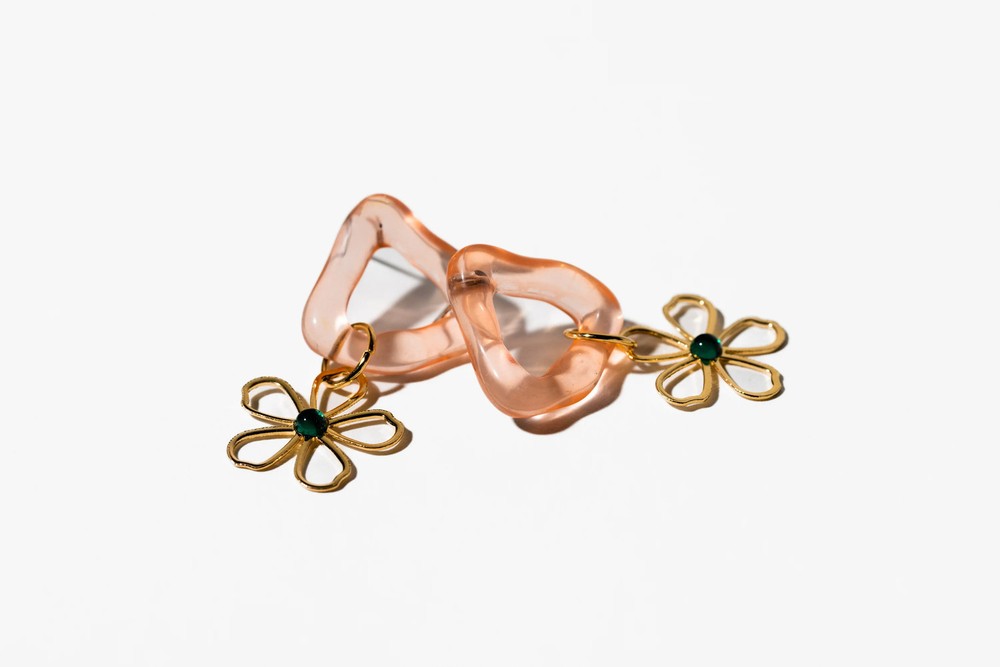 Gold Open Flower Earring