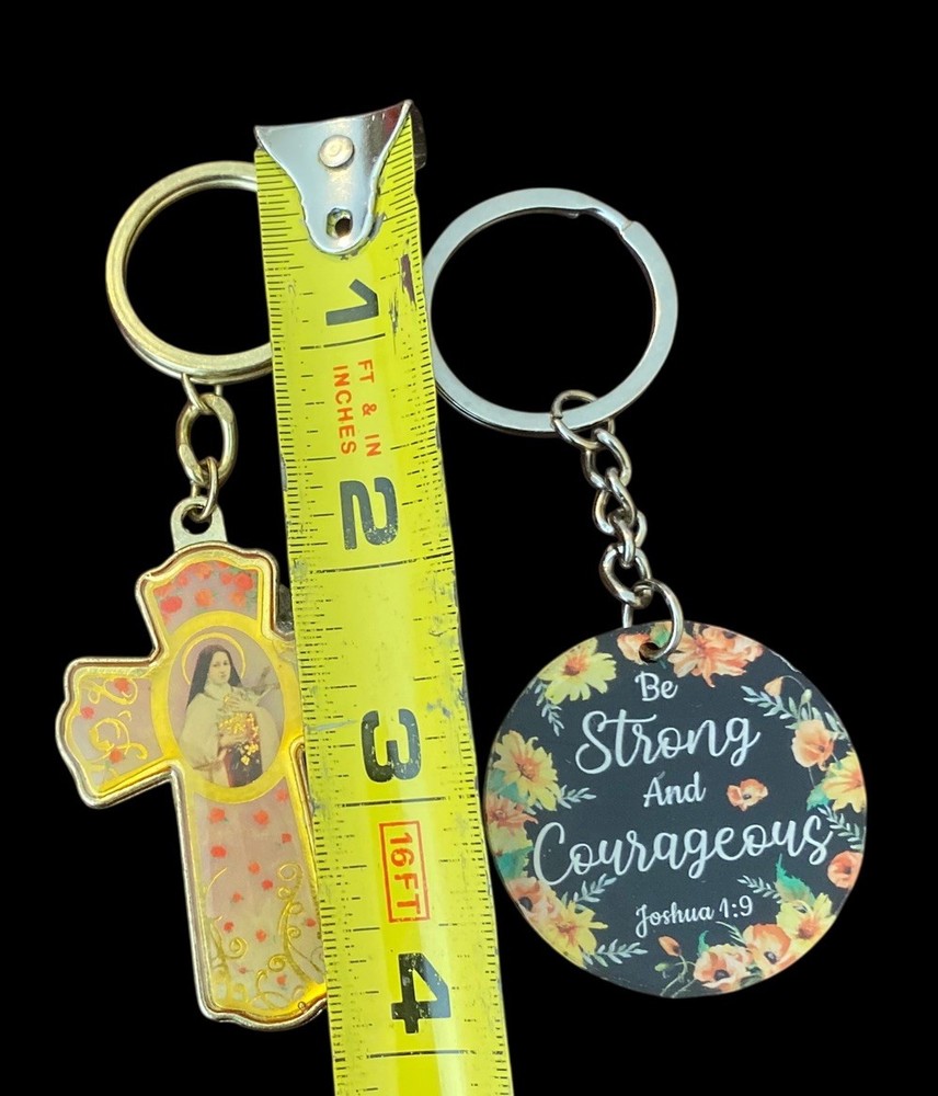 Religious Keychains Cross & Joshua 1:9