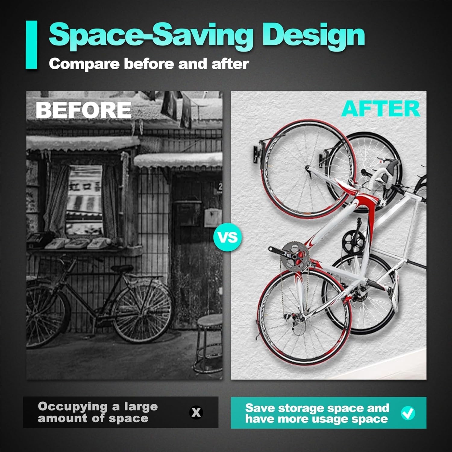 2 Pack - Swivel Bike Rack Garage Wall Mount, Bike Hangers for Garage, BRAND NEW