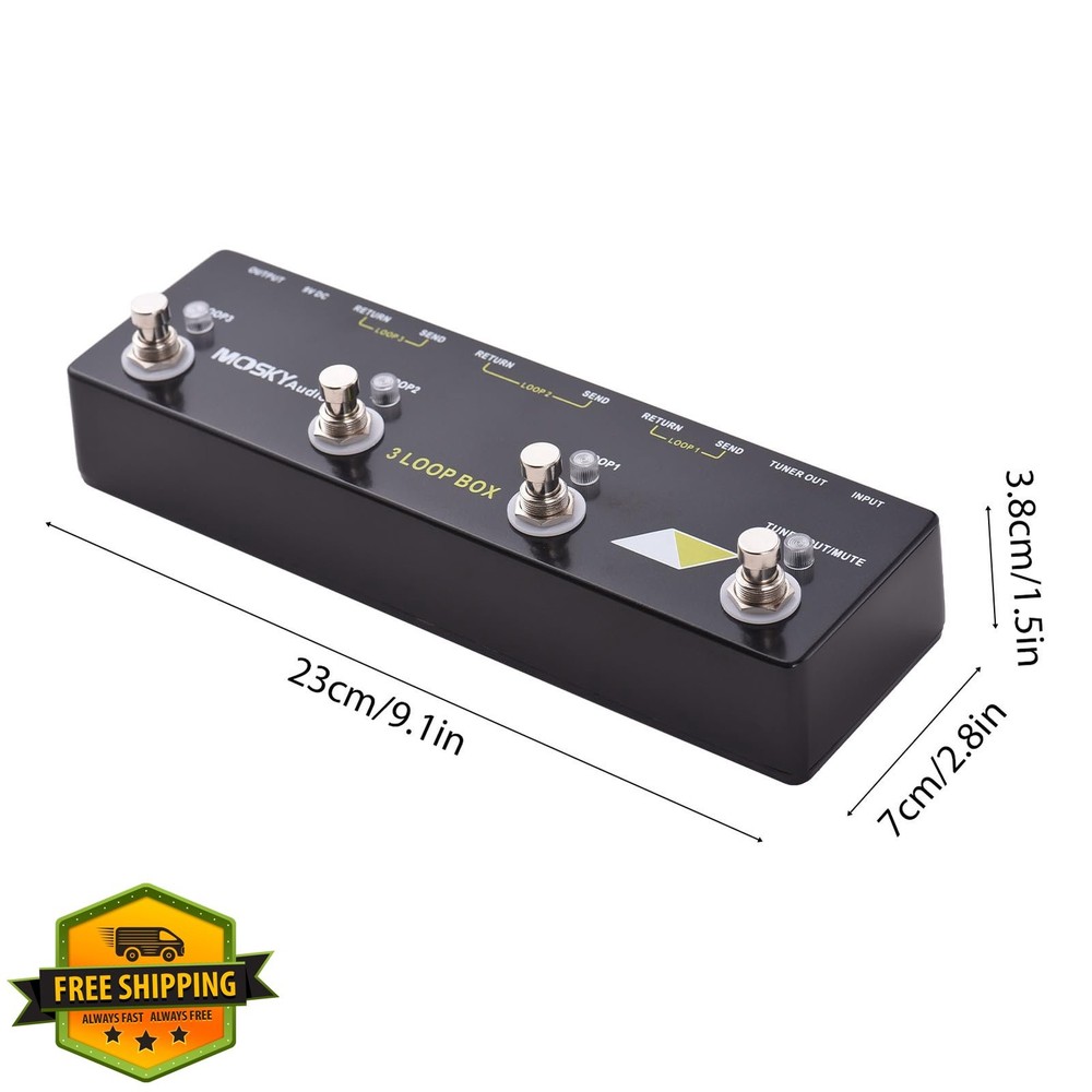 Btuty 3 Loop Box Guitar Effect Pedal True Bypass Switcher