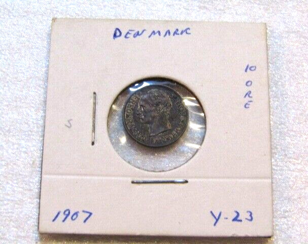 1907 Denmark 10 Ore Silver Coin