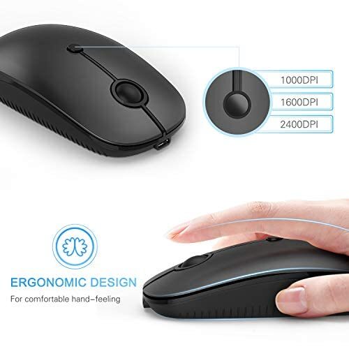 C Wireless Mouse，USB C Rechargeable Portable Quiet Mouse USB and C Receiver D...