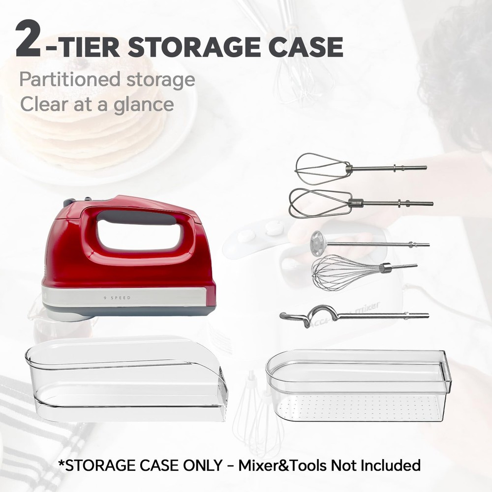 Hand Mixer Storage Case for KitchenAid Double Layer, transparent