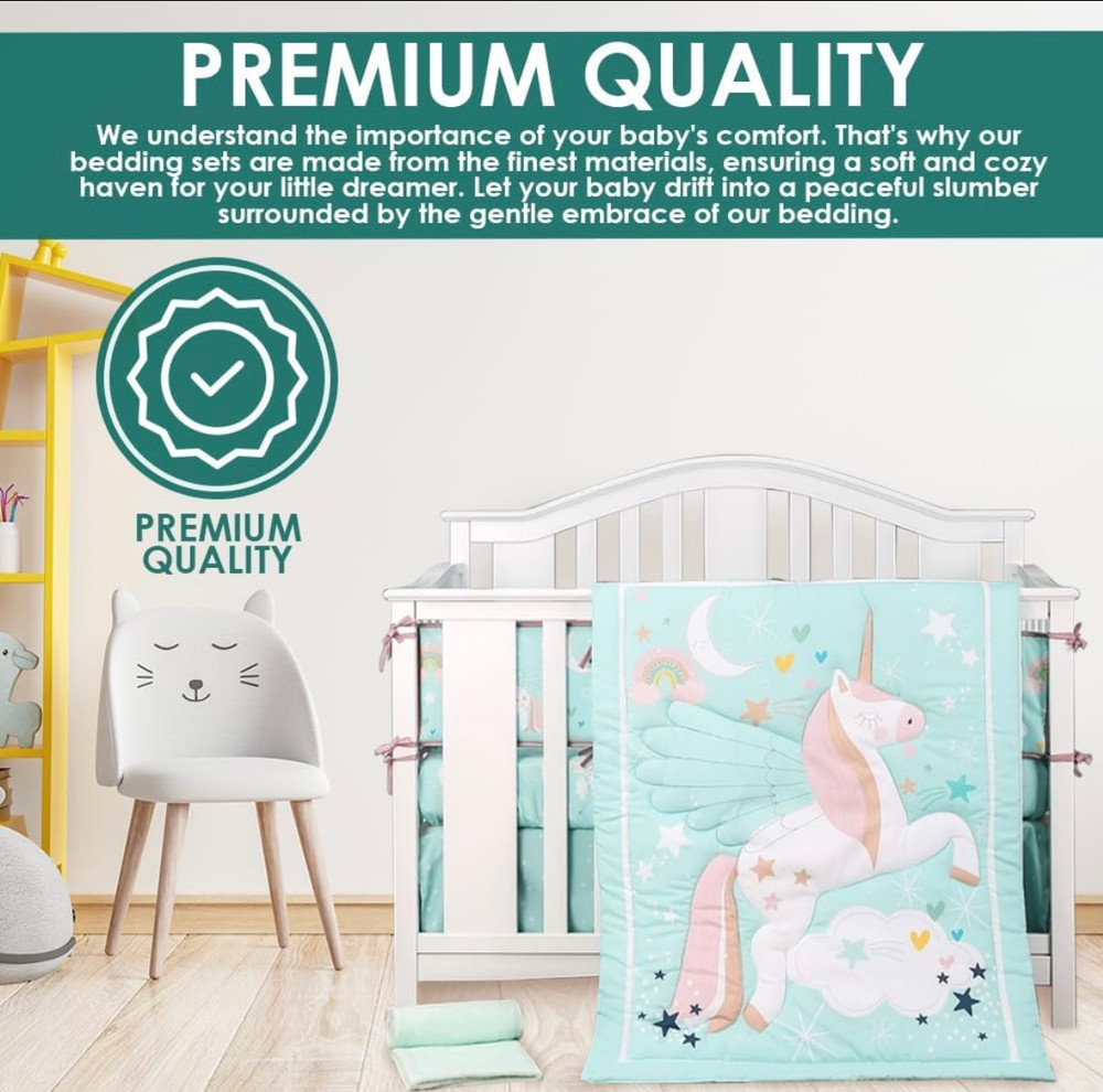 Unicorn Crib/Toddler Bed Set