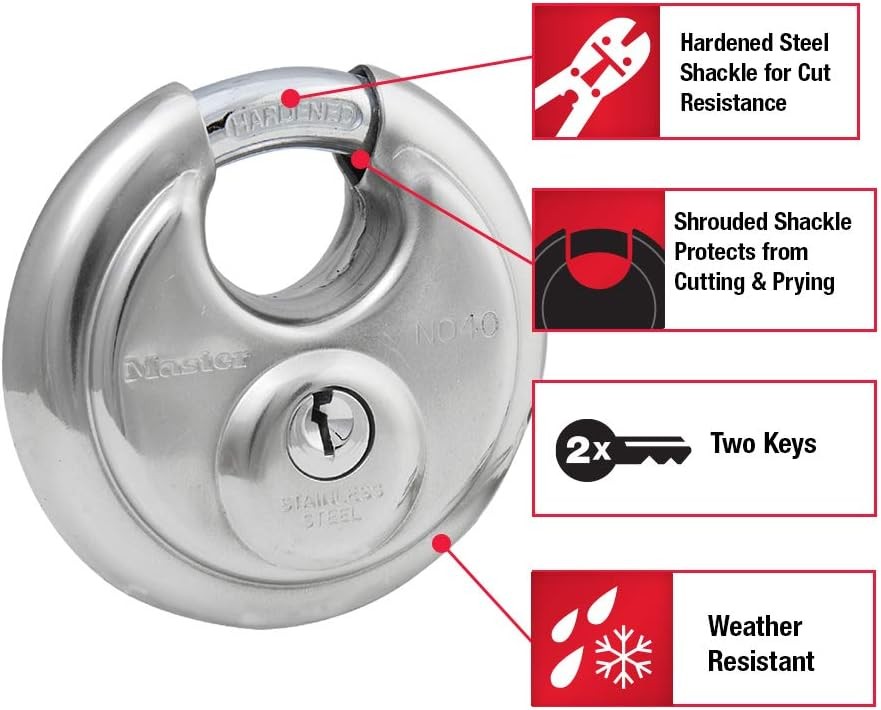Master Lock 40D Stainless Steel Discus Padlock with Key