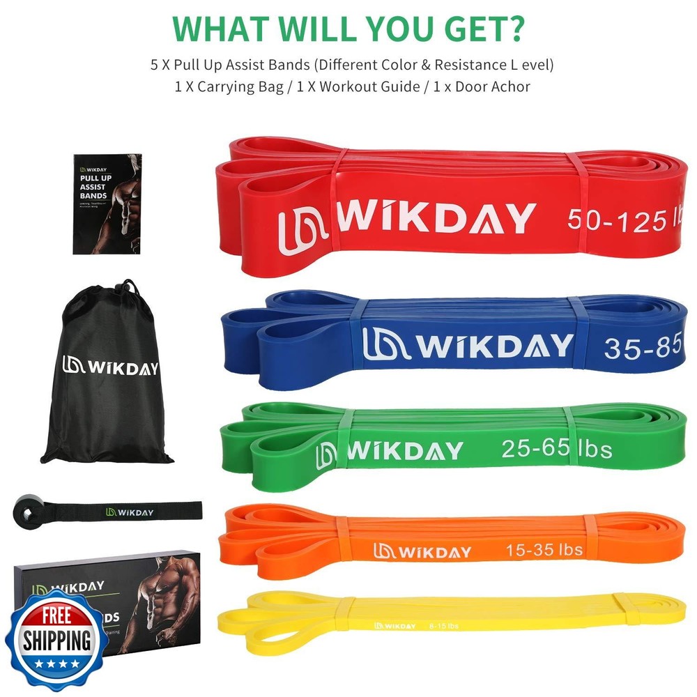 WIKDAY Resistance Bands, Pull Up Bands, Workout Bands for Exercis