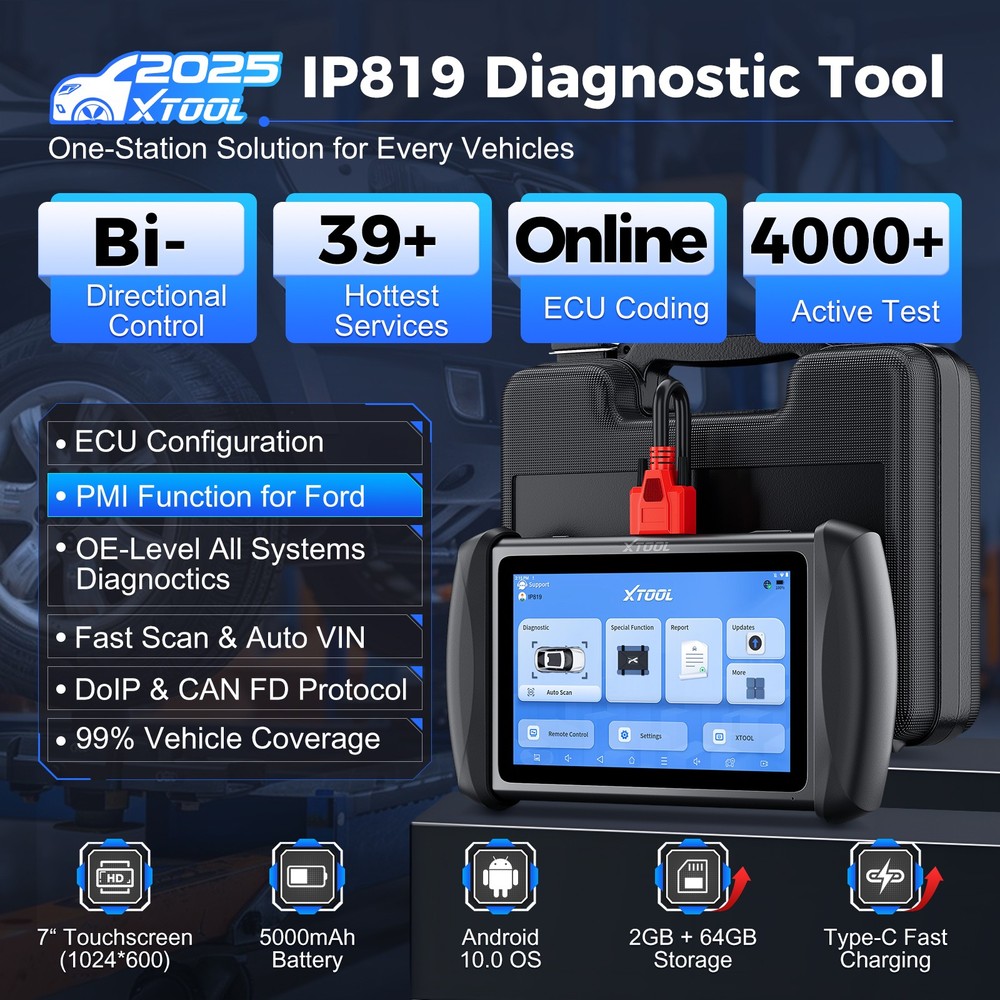 XTOOL IP819 Car OBD2 Scanner Full System Auto Diagnositc Tool 39+Reset ADAS PMI