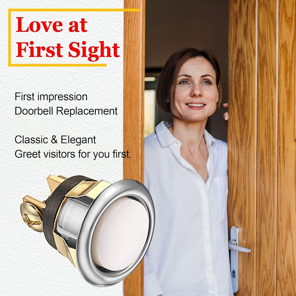 2 Pack Lighted Doorbell Button Replacement, Easy to Install (Silver, Yellow )