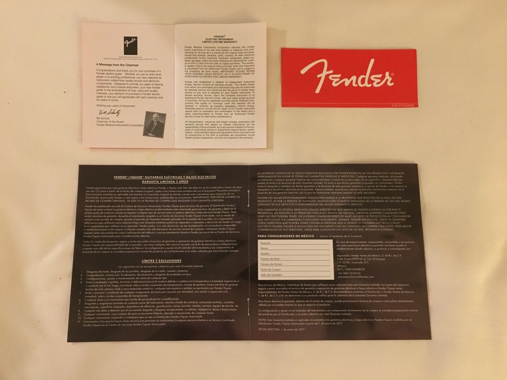 (A50) FENDER CASE CANDY ~ BASIC GUITAR PACK ~ MANUALS AND STICKER ~ 2016+