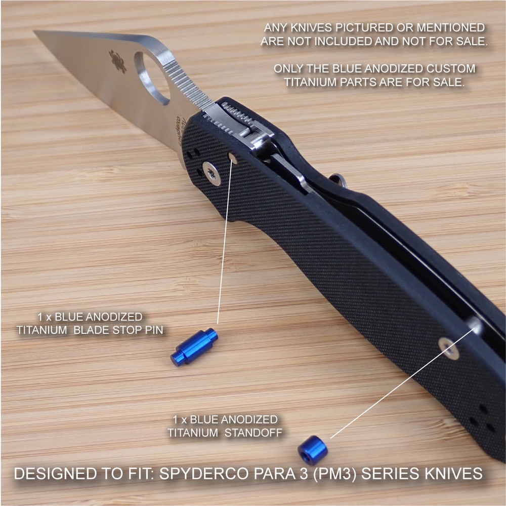Spyderco Paramilitary Para 3 PM3 Custom BLUE Titanium Blade Stop Pin & Standoff