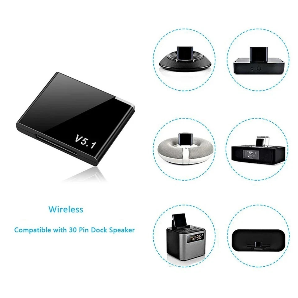 30Pin Bluetooth 5.4 5.1 Music Receiver A2DP/AVRCP Mini Wireless Audio Adapter I