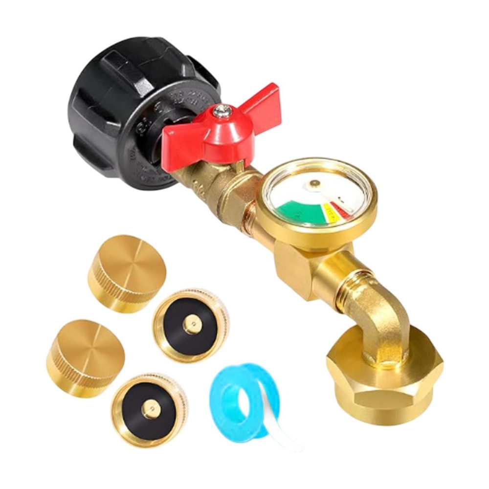 Propane Refill Adapter Quick Refill with Three Colors Gauge