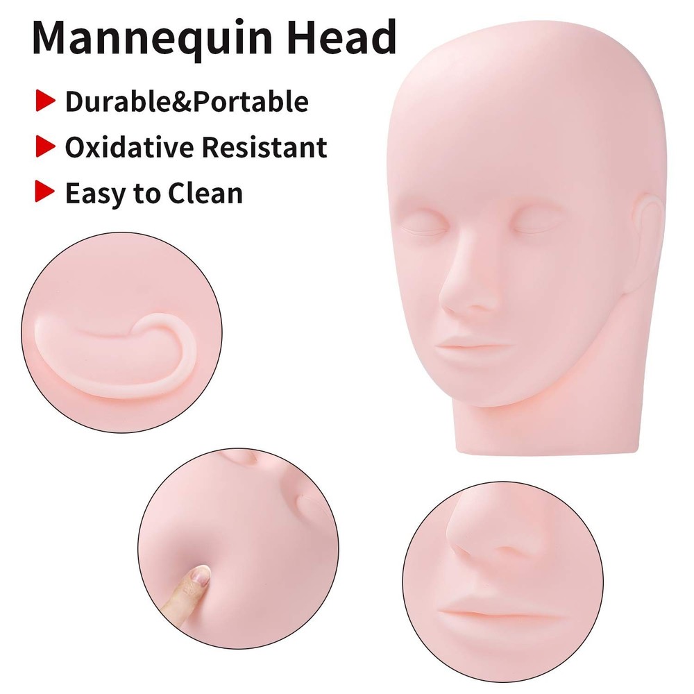 Pro Flat Head Makeup Training Mannequin for Eyelash Extensions – Soft Silicone