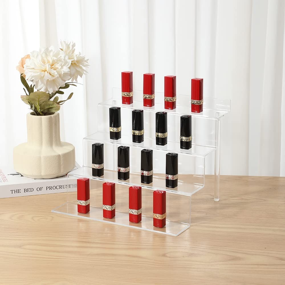 Acrylic Stands for Display,4 Step Display Riser Clear Cupcakes Perfumes Colog...