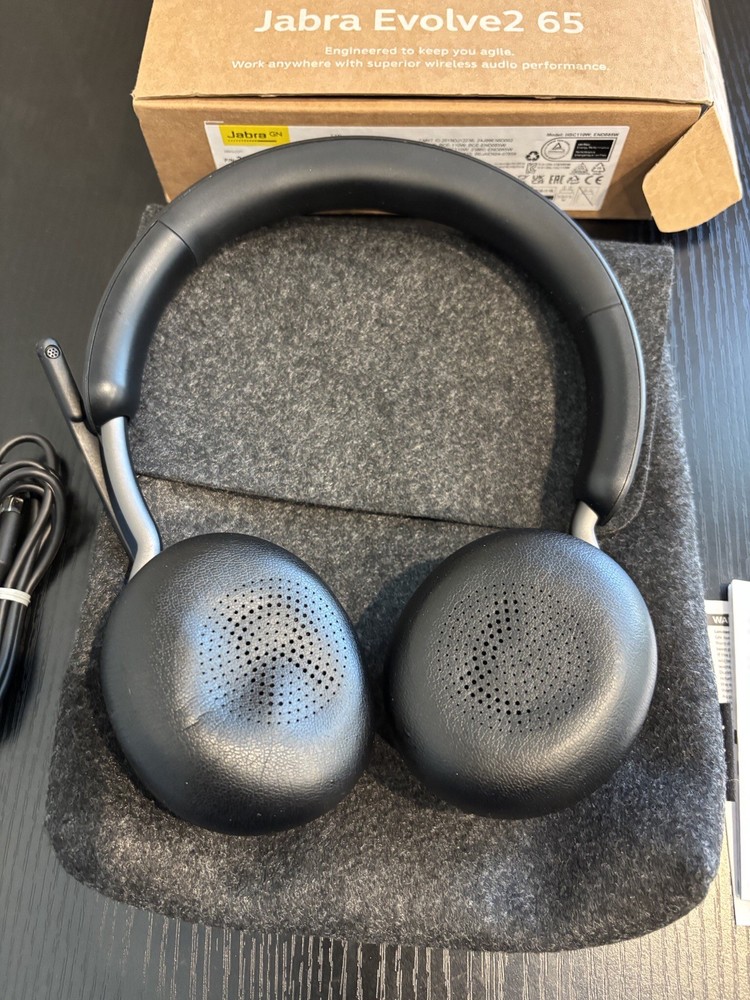 Jabra Evolve2 65 Stereo Wireless Headset (MS Teams, USB-C) - Black No Adapter