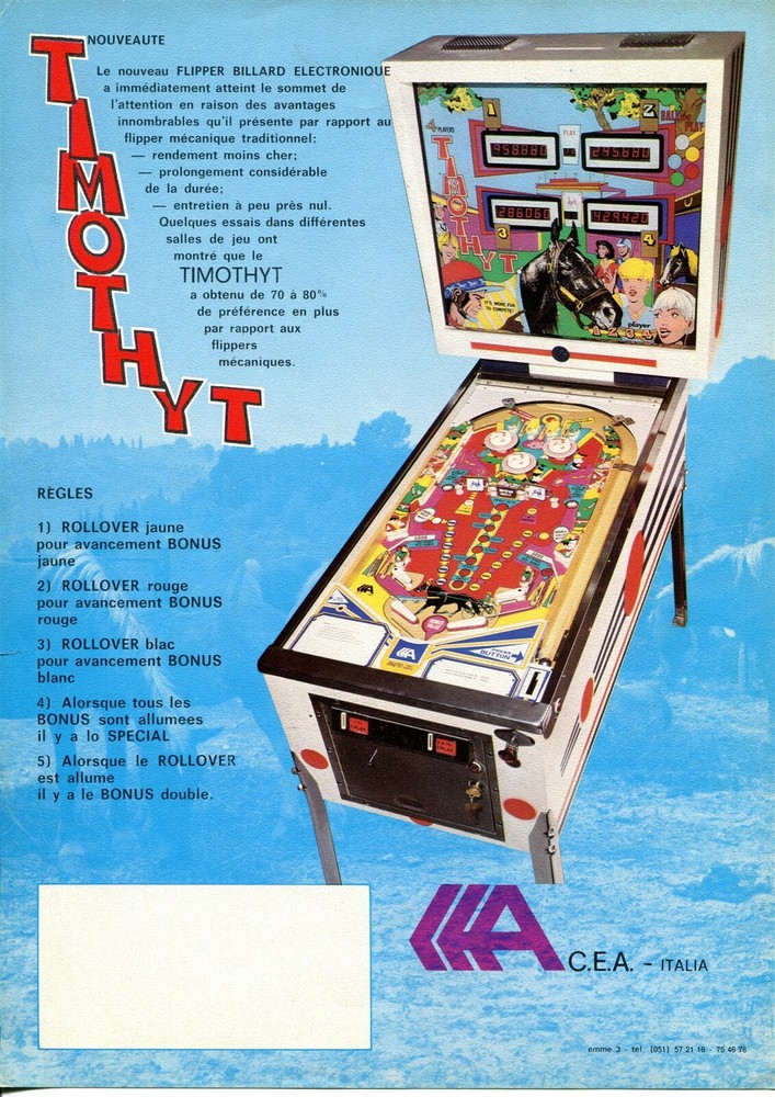Timothyt C.E.A. Pinball Flyer/ Ad / Brochure Mint