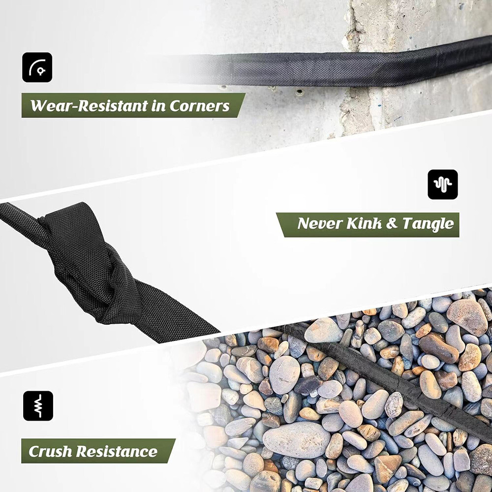 Garden Hose 50ft 100ft Non-Expandable Water Hose Kink Free Lightweight + Nozzle