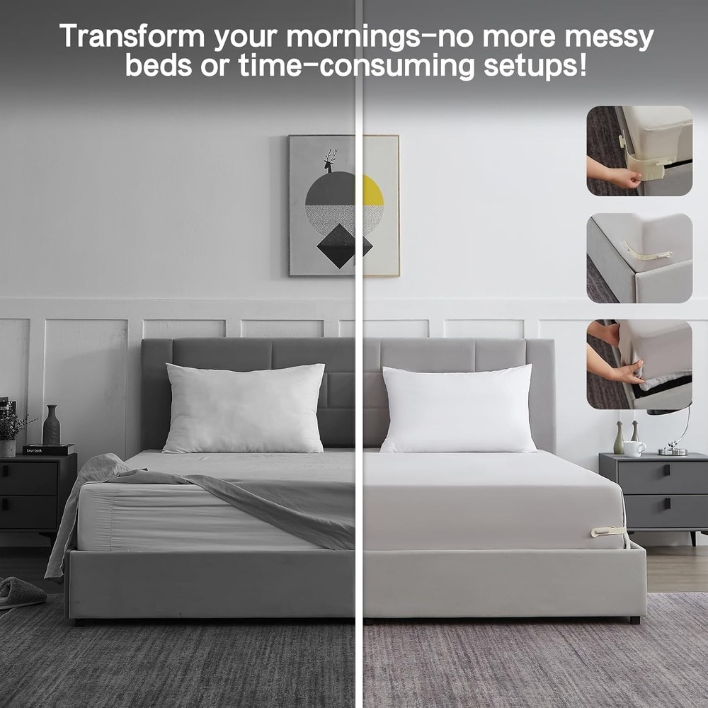 Holders for Fitted Sheets – 4 Pack Heavy Duty ABS+Silicone Lock Straps, Keep ...