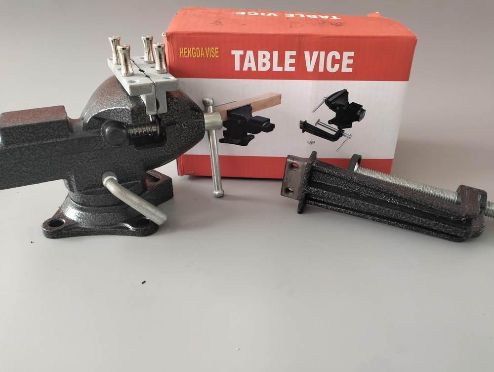 Dual-Purpose Bench Table Vise, 360° Rotating, Clamp-On, Quick Adjust